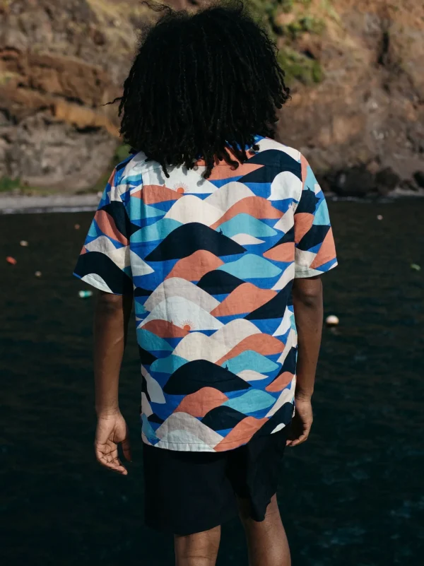 Shirts*Finisterre Atlas Short Sleeve Shirt North Hills Print / Clay