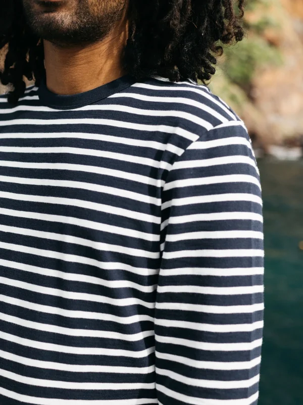 T-Shirts*Finisterre Channel Stripe Long Sleeve T-Shirt Navy / Ecru