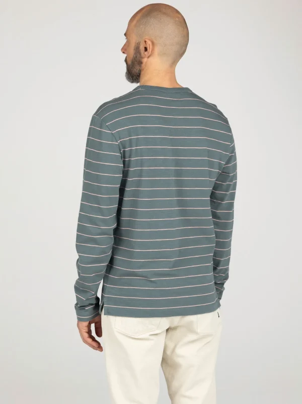 T-Shirts*Finisterre Channel Stripe Long Sleeve T-Shirt Deep Sea / Shell
