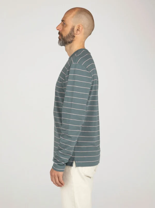 T-Shirts*Finisterre Channel Stripe Long Sleeve T-Shirt Deep Sea / Shell