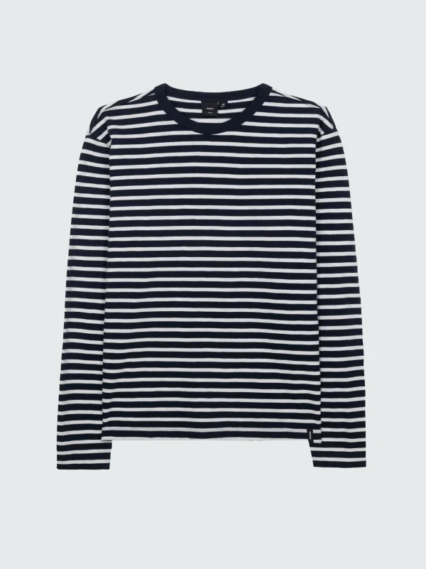 T-Shirts*Finisterre Channel Stripe Long Sleeve T-Shirt Navy / Ecru