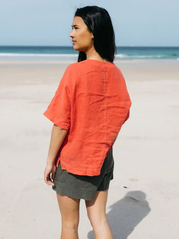 Tops & T-Shirts*Finisterre Cove Linen Shirt Paprika
