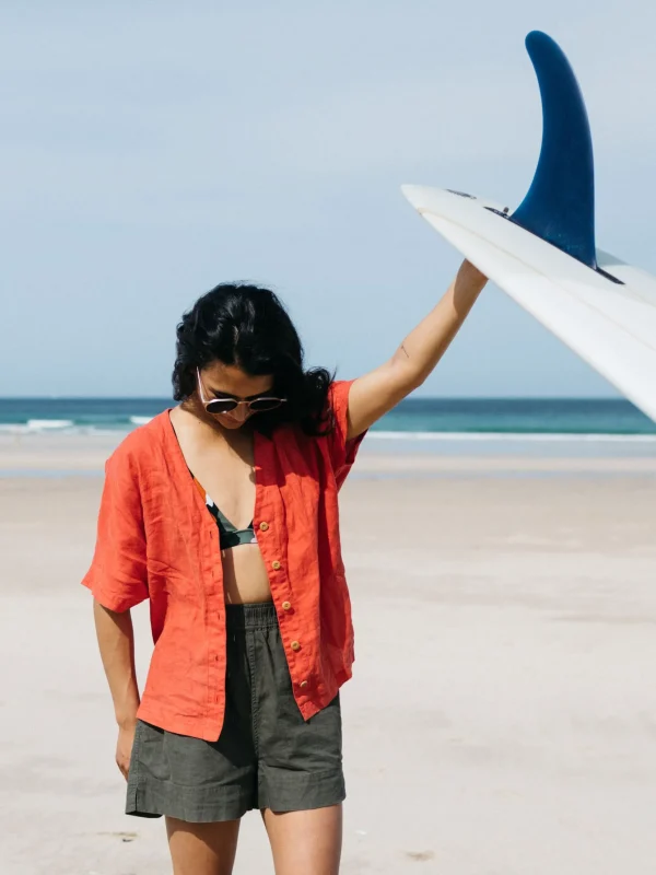 Tops & T-Shirts*Finisterre Cove Linen Shirt Paprika
