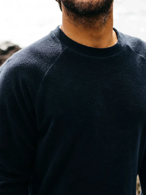 Sweatshirts & Hoodies*Finisterre Otis Towelling Crew Sweatshirt Navy
