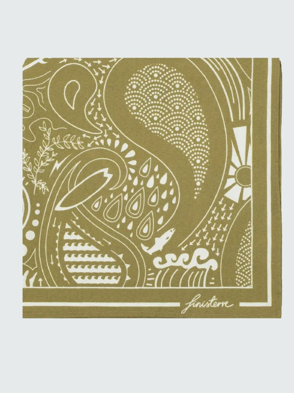Scarves & Bandanas*Finisterre Printed Handkerchief Khaki/Ecru