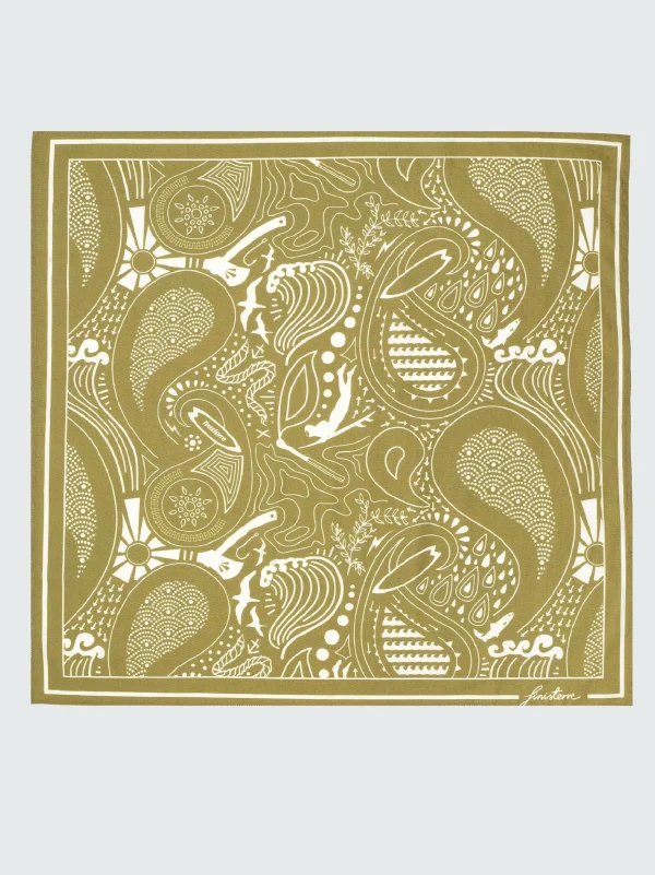 Scarves & Bandanas*Finisterre Printed Handkerchief Khaki/Ecru